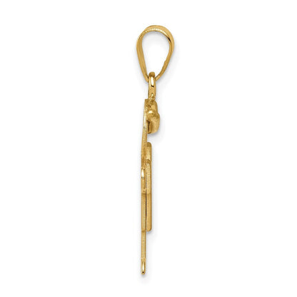 14k Yellow Gold Solid Engravable Boy with Hat on Right Charm Pendant for Women