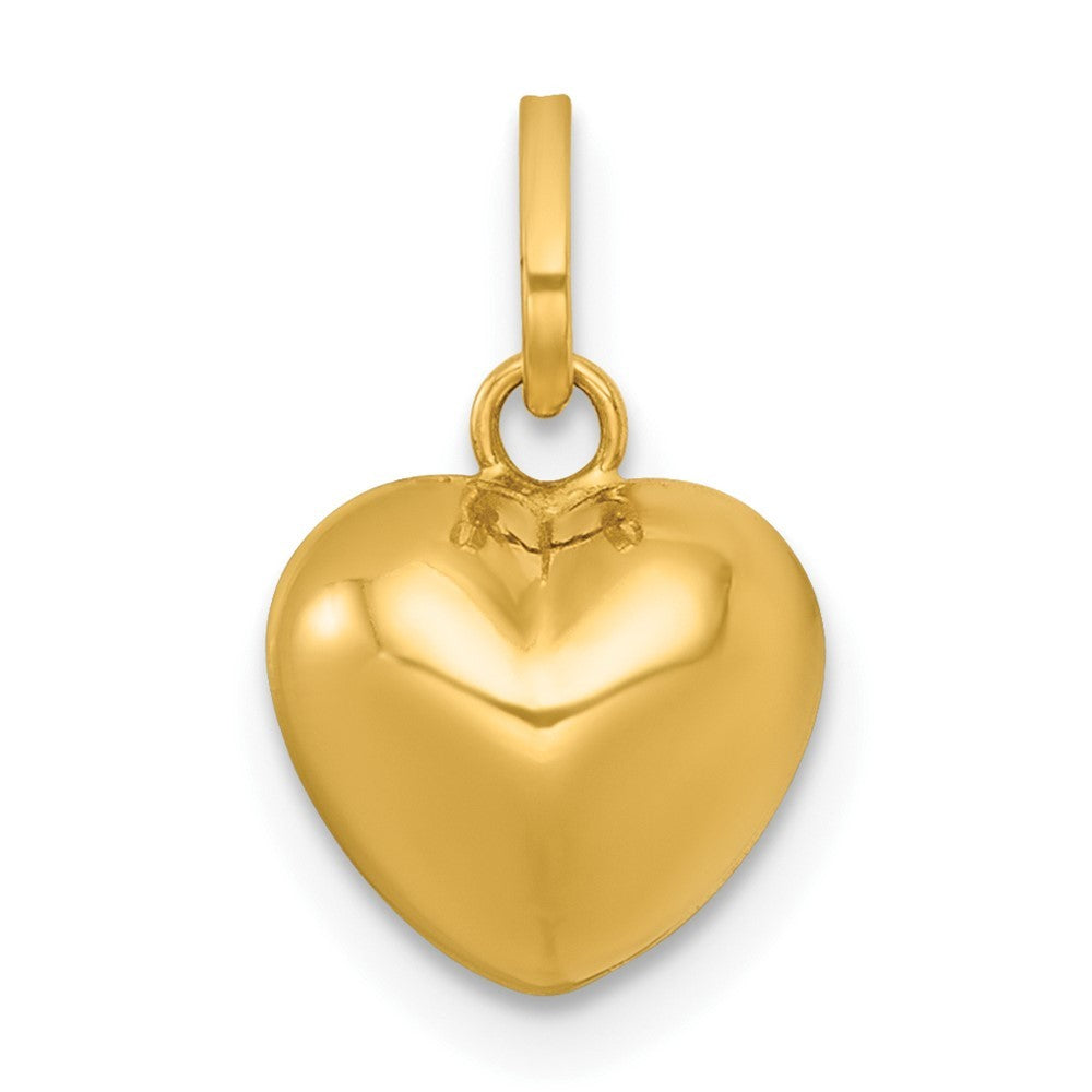 14k Yellow Gold Polished 3D Puffed Heart Charm Pendant