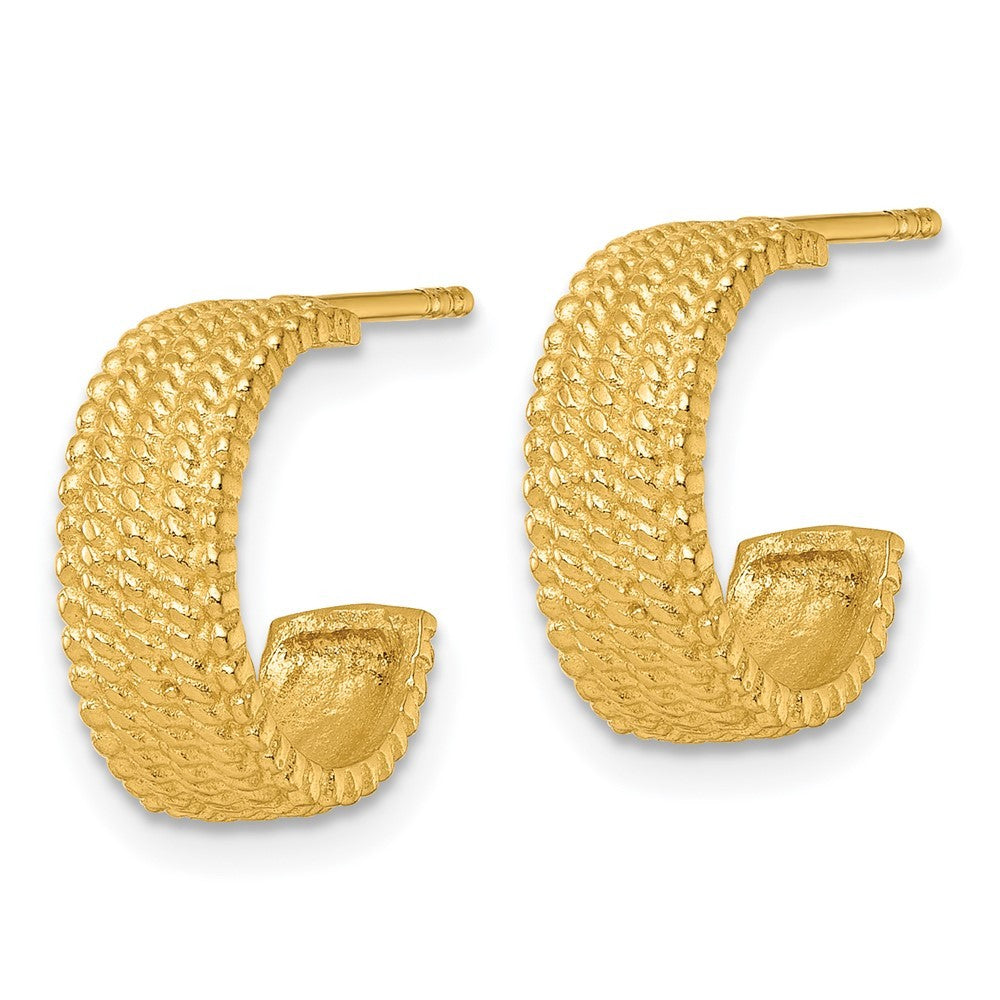 Sterling Silver Gold-tone Polished And Textured C-Hoop Earrings