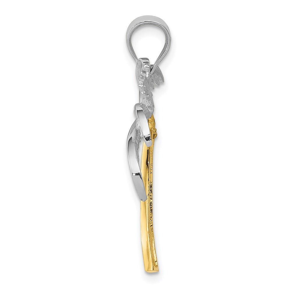 14k Two-tone Gold Palm Tree Pendant for Women