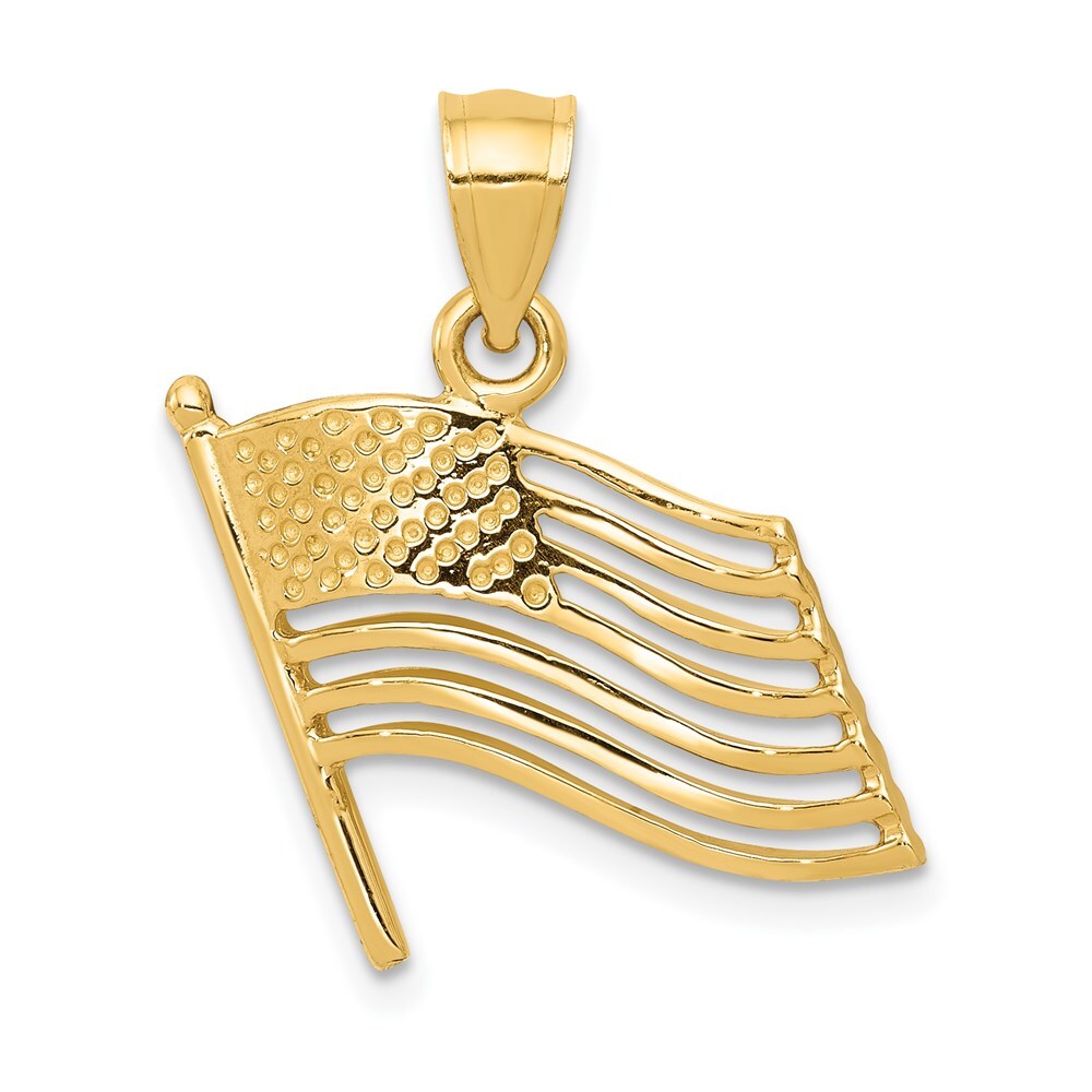 14k Yellow Gold American Flag Pendant for Women