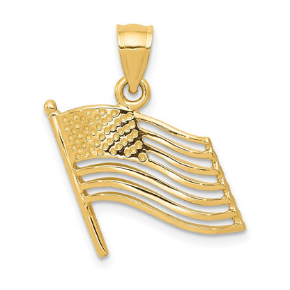 14k Yellow Gold American Flag Pendant for Women