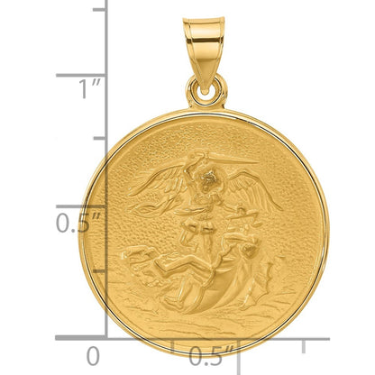 14k Yellow Gold Polished and Satin Solid St. Michael Medal