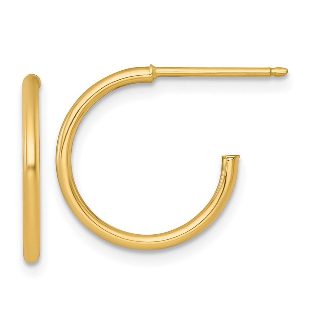 14k Yellow Gold Polished 1.5 x 16mm Solid C-Hoop Earrings Gift for Women