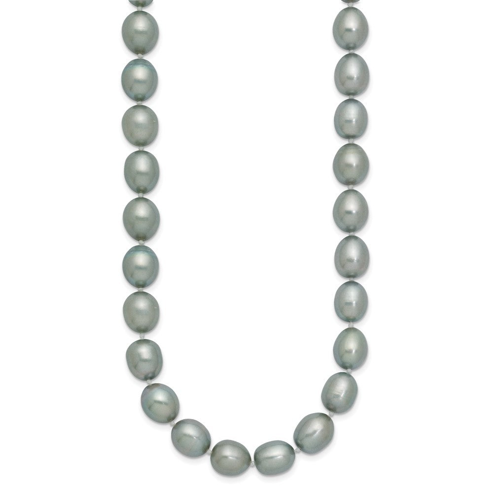 14k White Gold 8-9mm Grey Rice Freshwater Cultured Pearl 18 inch Necklace