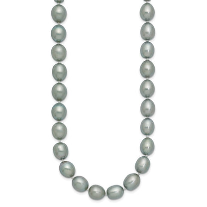 14k White Gold 8-9mm Grey Rice Freshwater Cultured Pearl 18 inch Necklace