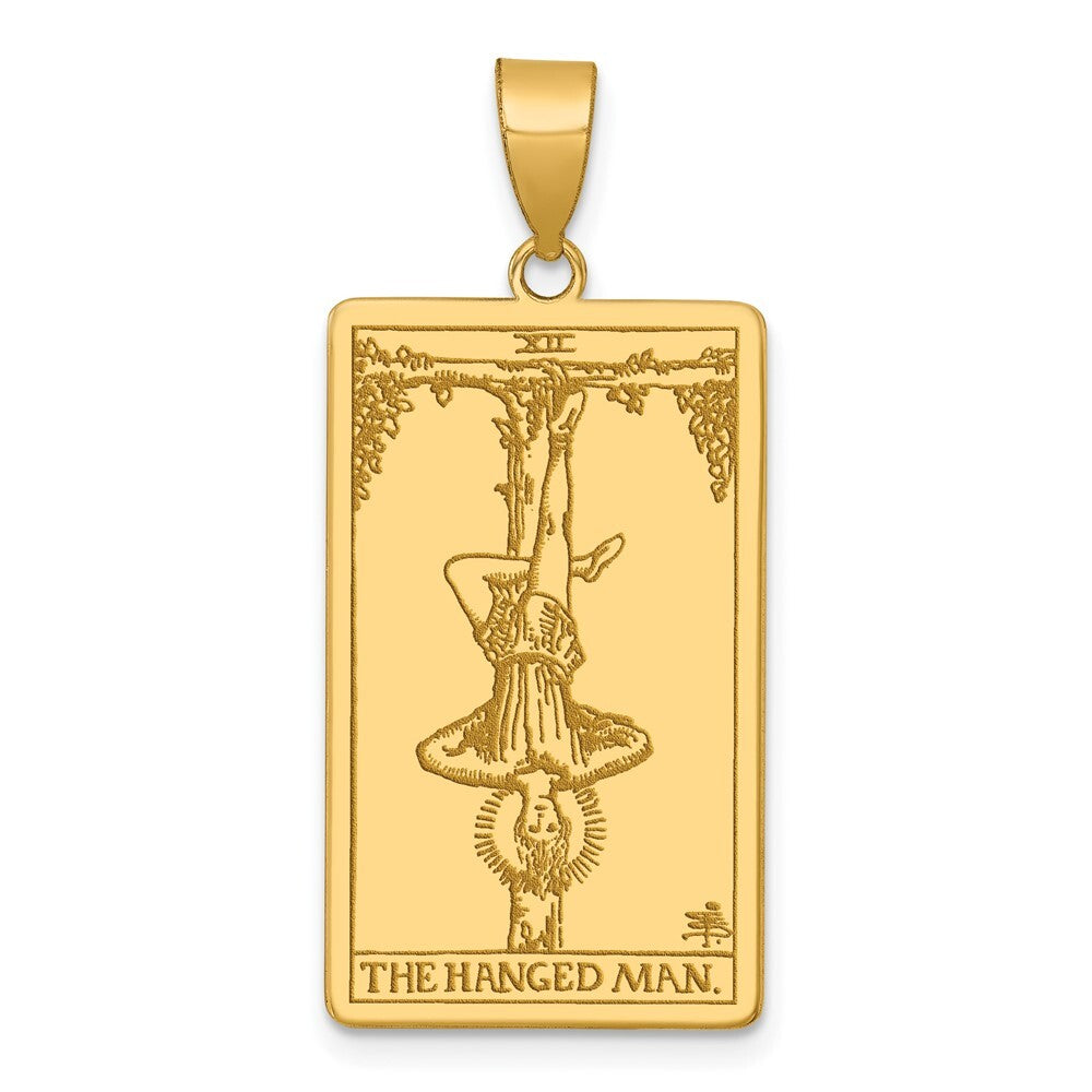 14k Yellow Gold The Hanged Man Tarot Card Pendant for Women