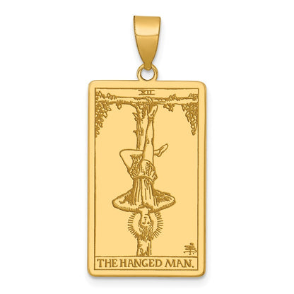 14k Yellow Gold The Hanged Man Tarot Card Pendant for Women