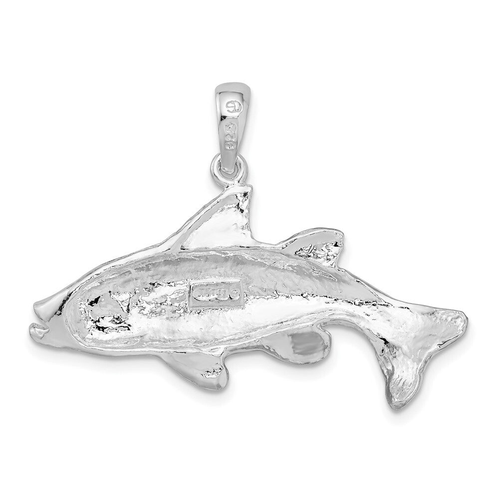 Sterling Silver Rhodium-Plated Polished Red Fish Pendant