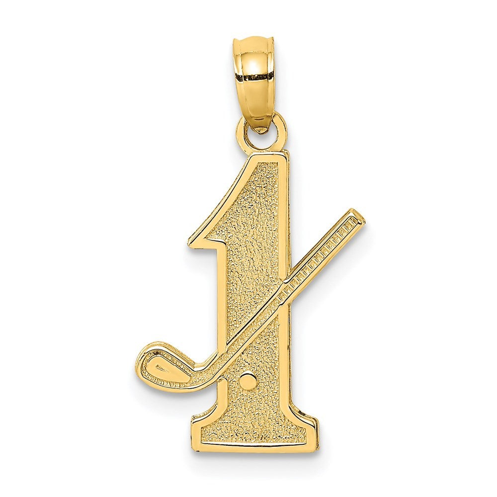 14k Yellow Gold Golf Club and Ball on #1 Charm Pendant