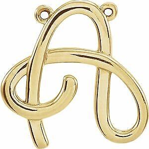 14k Yellow Gold Script Initial A Necklace Center Gift for Women