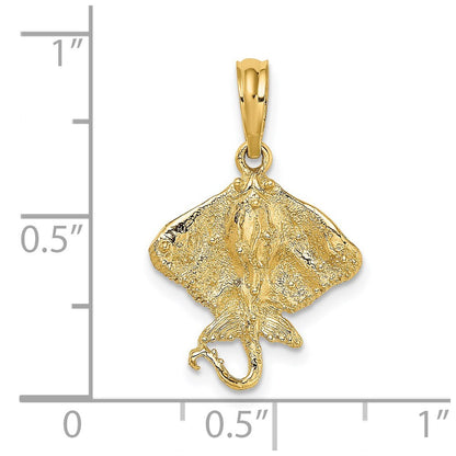 14k Yellow Gold Stingray Charm Pendant for Women