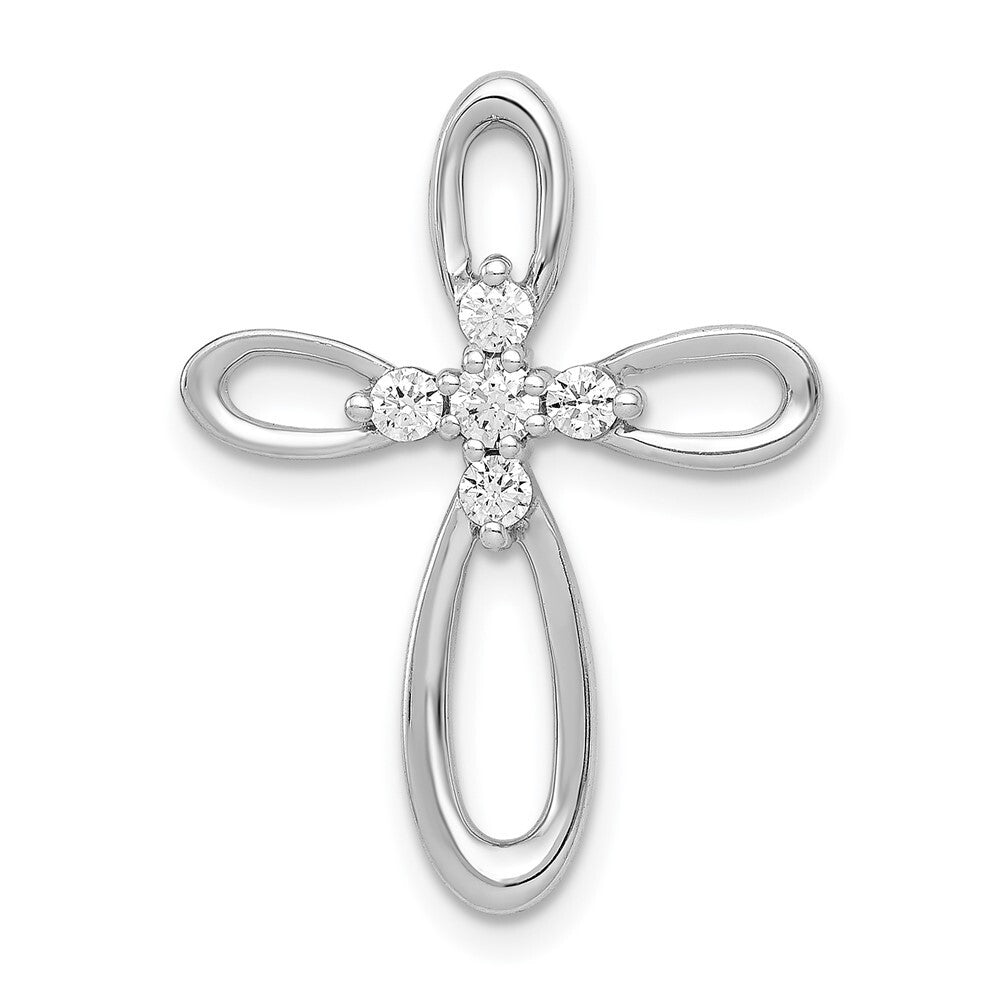 14k White Gold 1/5ct. Diamond Cross Chain Slide Pendant for Women