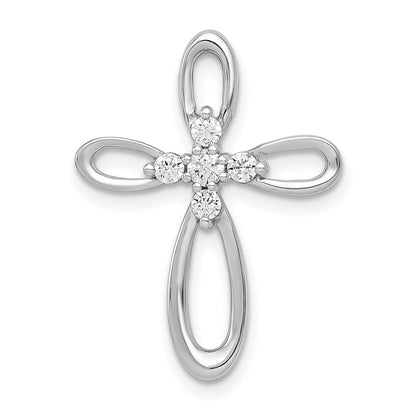14k White Gold 1/5ct. Diamond Cross Chain Slide Pendant for Women