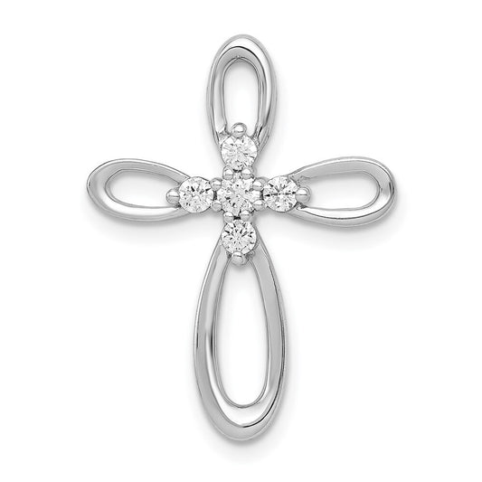 14k White Gold 1/5ct. Diamond Cross Chain Slide Pendant for Women