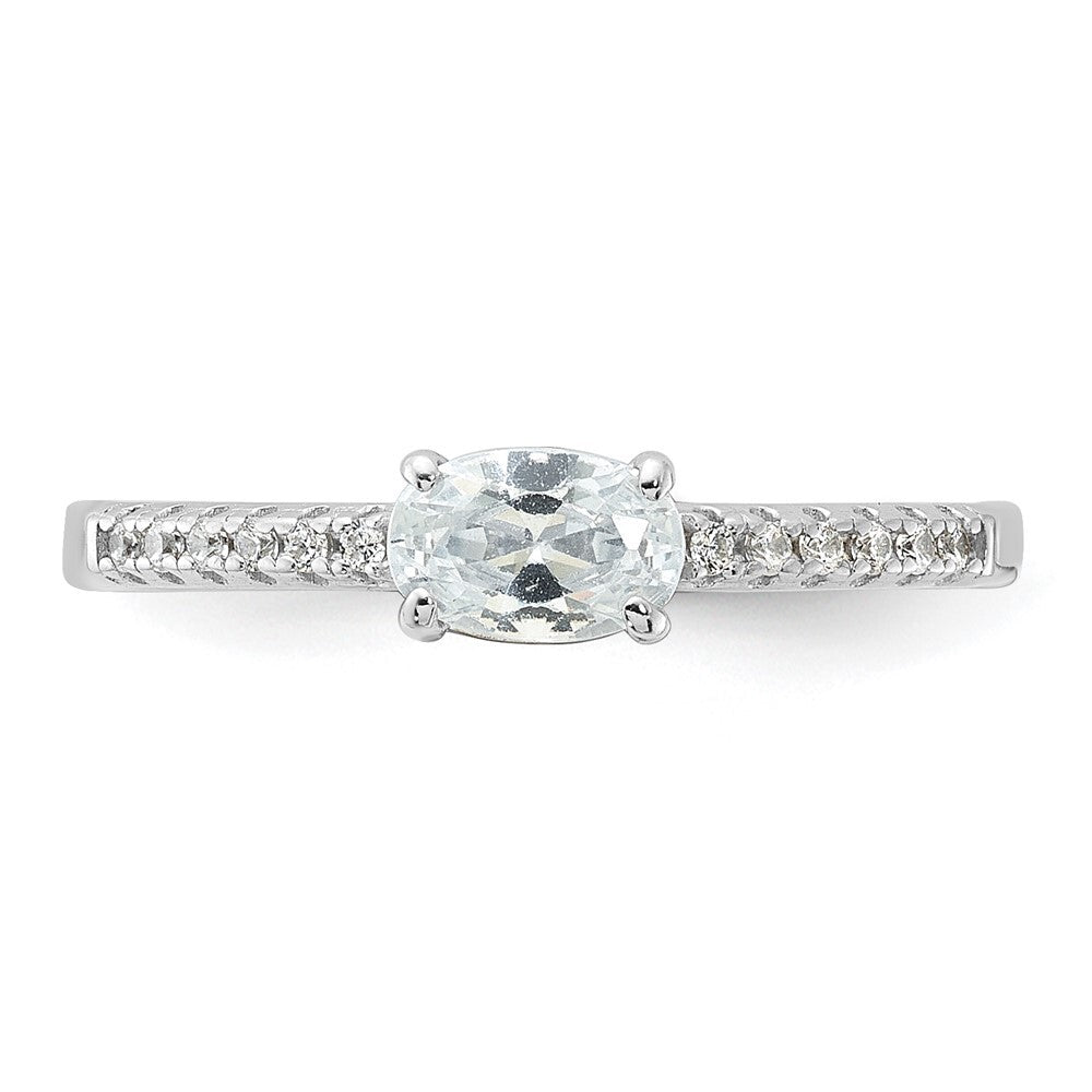 Sterling Silver Rhodium-plated Oval Cubic Zirconia Ring Size 8