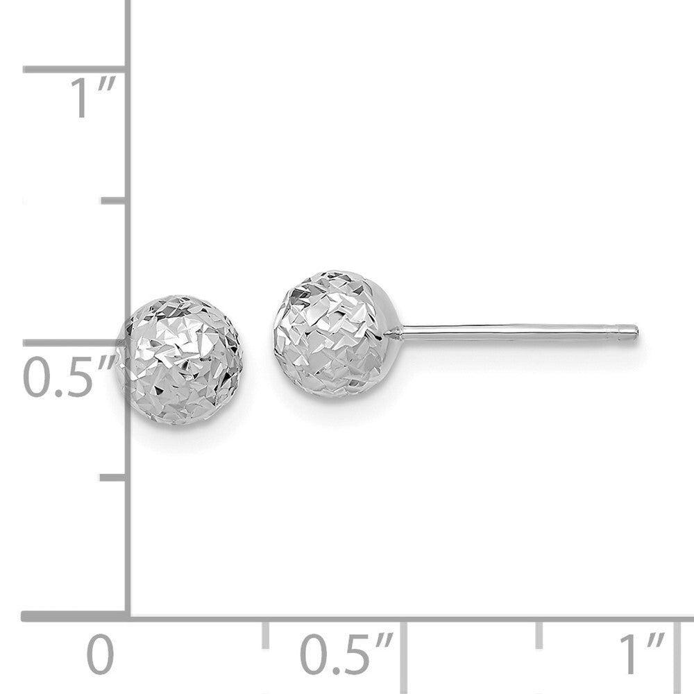 14k White Gold Diamond-Cut 6mm Ball Stud Earrings Gift for Women