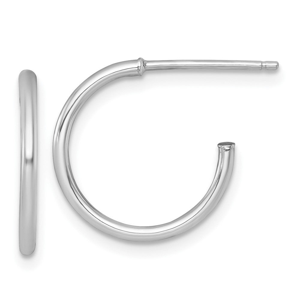 14k White Gold Polished 1.5 x 16mm Solid C-Hoop Earrings