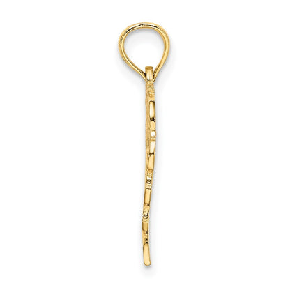 14k Yellow Gold Heart Script Letter S Initial Charm