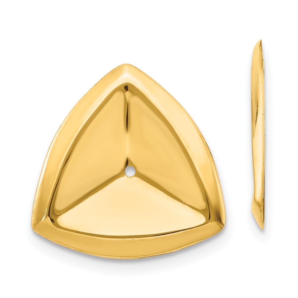 14k Yellow Gold Polished Triangle Earring Jackets Gift for Women