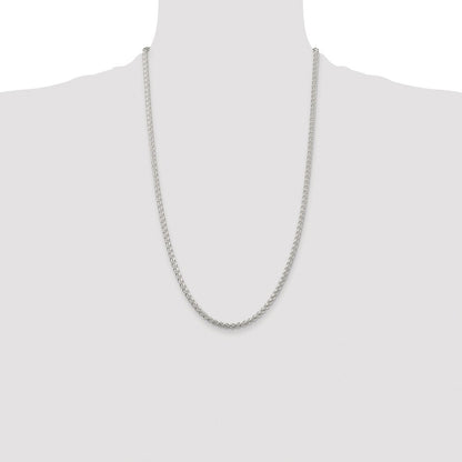 Sterling Silver Rhodium-plated 3mm Round Spiga Chain