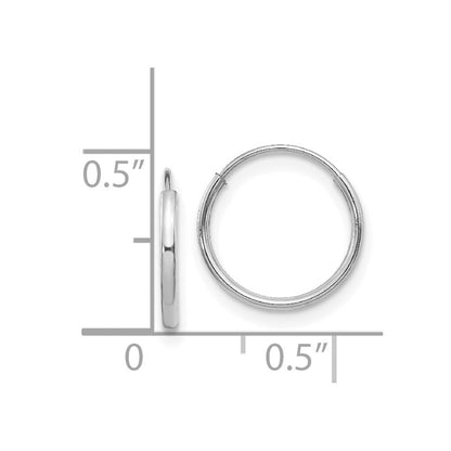 14k White Gold Endless Hoop Earrings Gift for Women