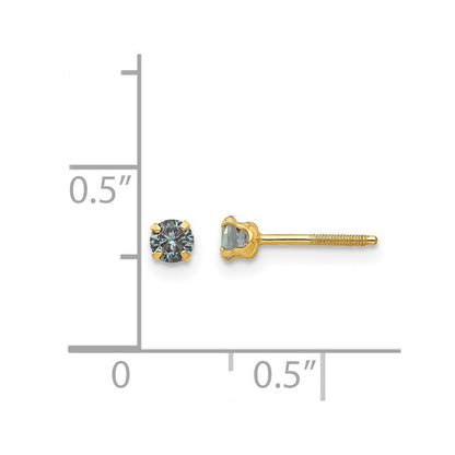 14k Yellow Gold 3mm Alexandrite Birthstone Stud Earrings (Jun) Gift for Women
