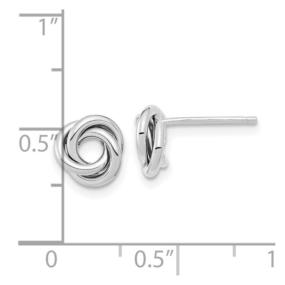14k White Gold Polished Love Knot Stud Earrings Gift for Women