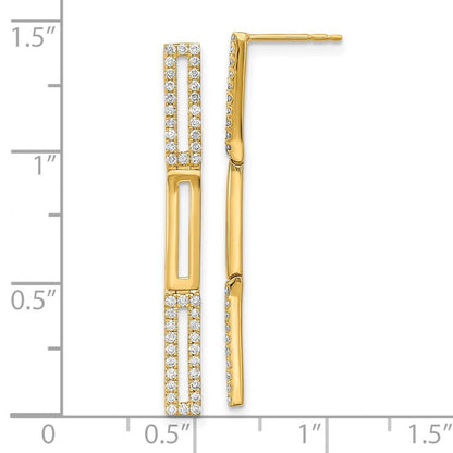 14k Yellow Gold Polished 3 Rectangle Link Diamond Drop & Dangle Earrings