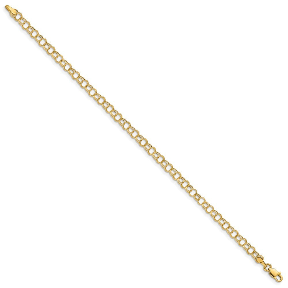 14k Yellow Gold 4mm Hollow Double Link 7 inch Charm Bracelet