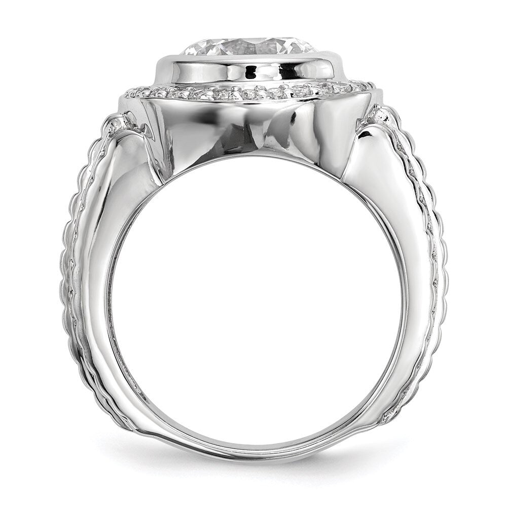 Sterling Silver Rhodium-plated Mens Cubic Zirconia Ring Size 11