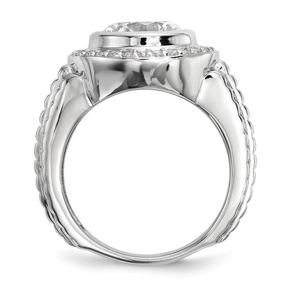 Sterling Silver Rhodium-plated Mens Cubic Zirconia Ring Size 11