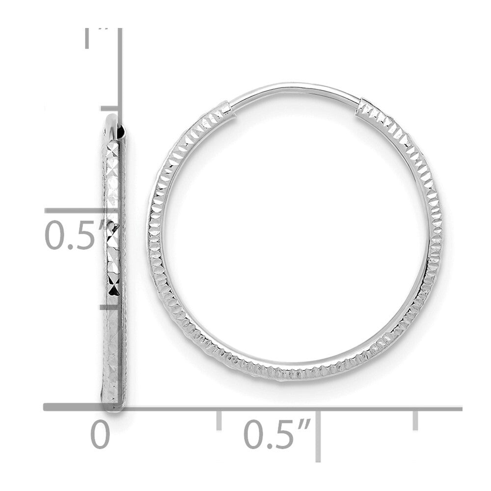 14k White Gold Diamond-Cut 1.50mm Endless Hoop Earrings Gift for Women