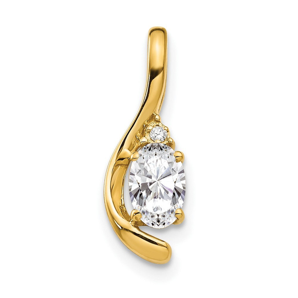 14k Yellow Gold White Topaz and Diamond Pendant