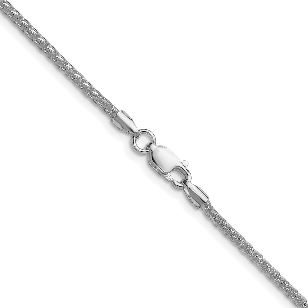 Sterling Silver Rhodium 2mm 8 Sided Diamond-Cut Double Spiga Chain Necklace