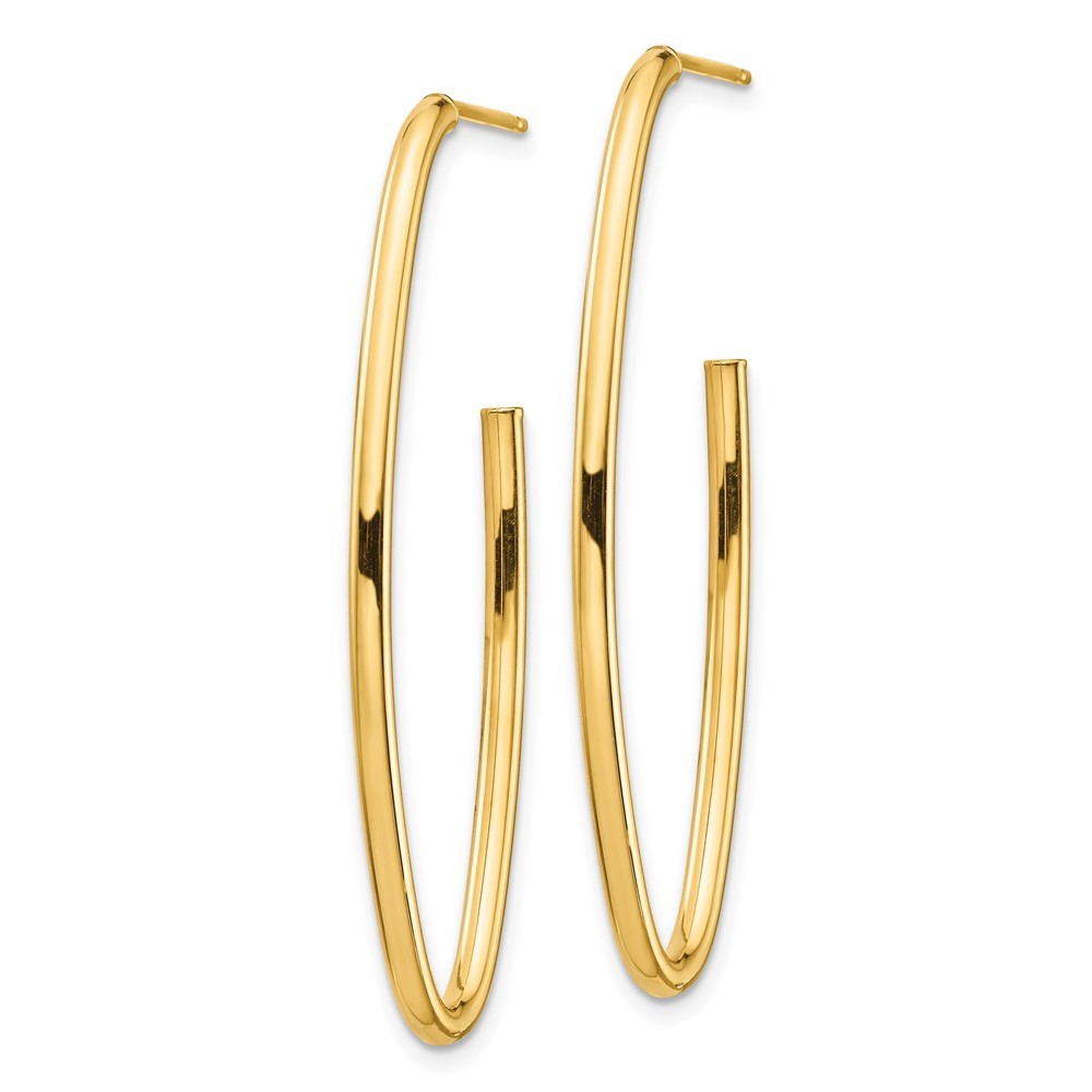 14k Yellow Gold Polished Pointed Oval Dangle Earrings