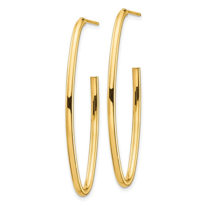 14k Yellow Gold Polished Pointed Oval Dangle Earrings