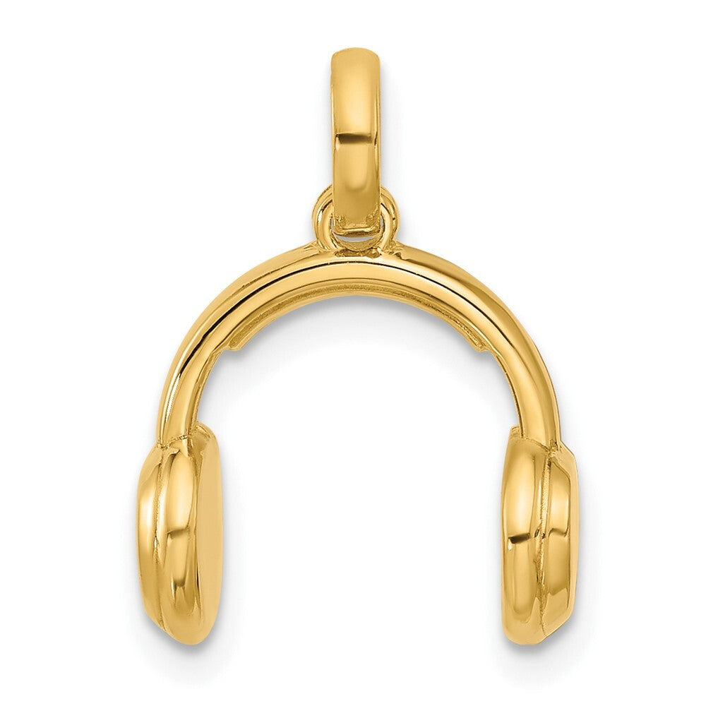 14k Yellow Gold Fancy Headphones Pendant for Women