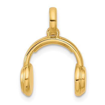 14k Yellow Gold Fancy Headphones Pendant for Women