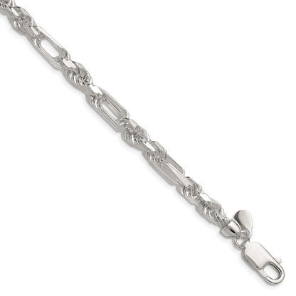 Sterling Silver 6mm Diamond-Cut Figarope Chain