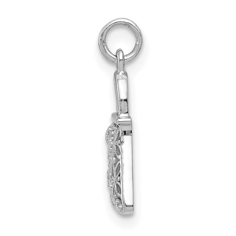 14k White Gold Diamond Handbag Charm Pendant for Women