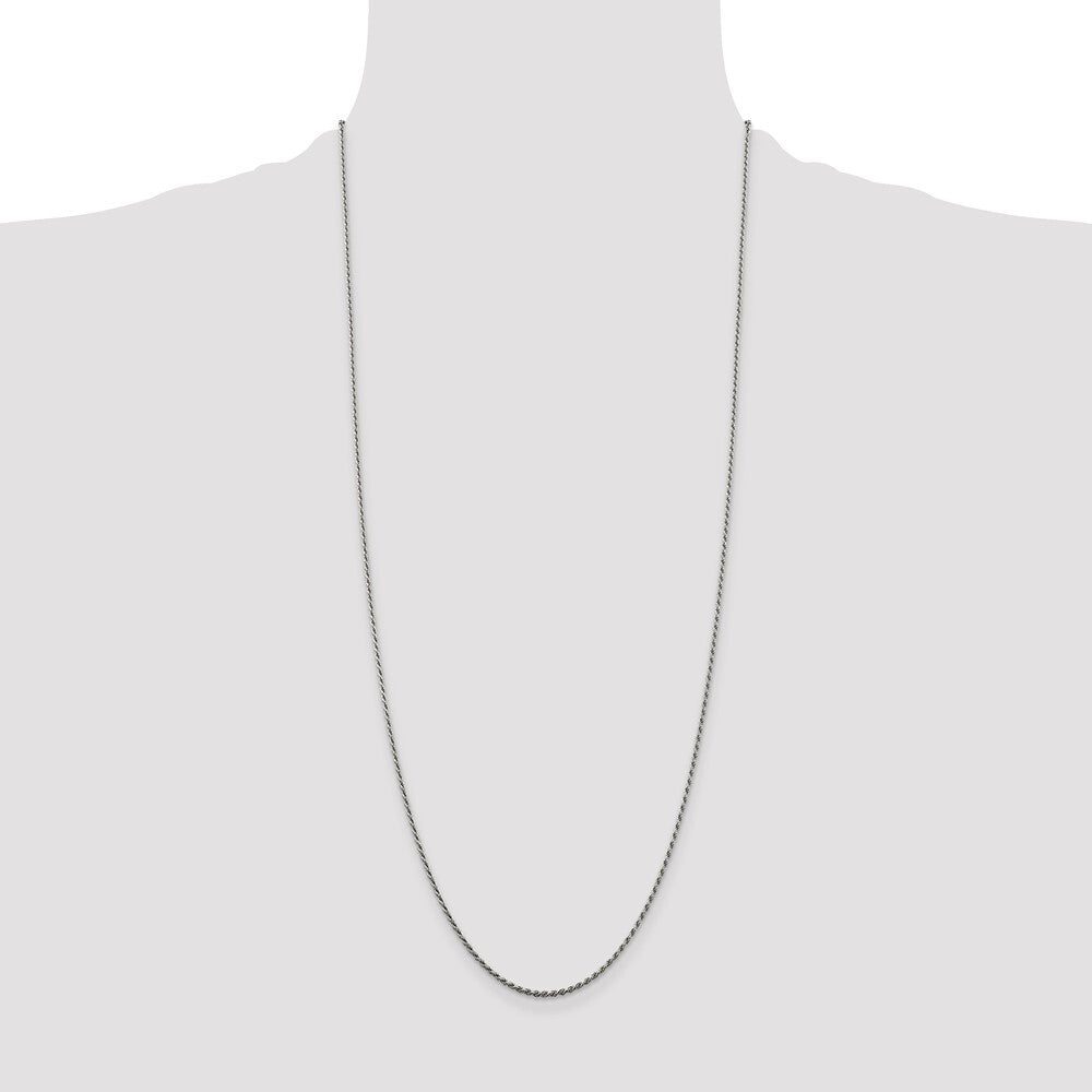 Sterling Silver Rhodium-plated 1.5mm Diamond-cut Rope Chain
