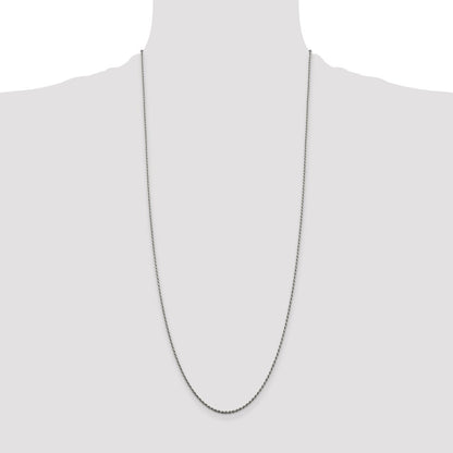 Sterling Silver Rhodium-plated 1.5mm Diamond-cut Rope Chain