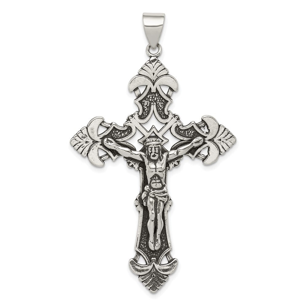Sterling Silver Antiqued Crucifix Pendant Holiday Gift for Women