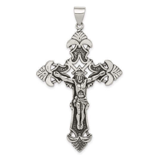 Sterling Silver Antiqued Crucifix Pendant Holiday Gift for Women