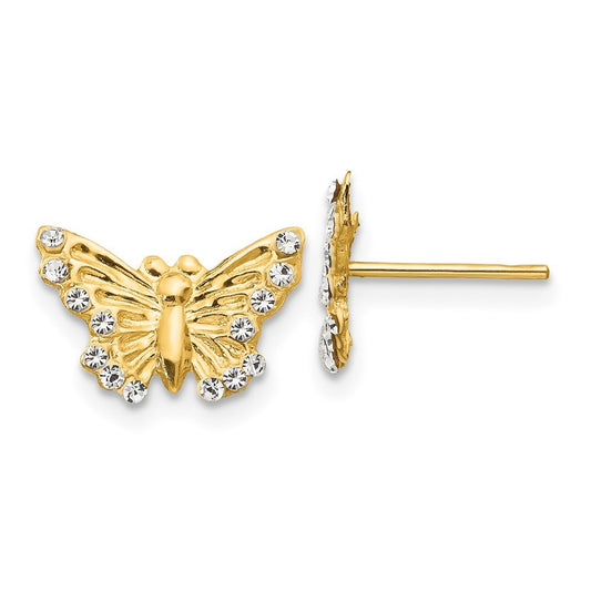 14k Yellow Gold Madi K CZ Butterfly Post Earrings