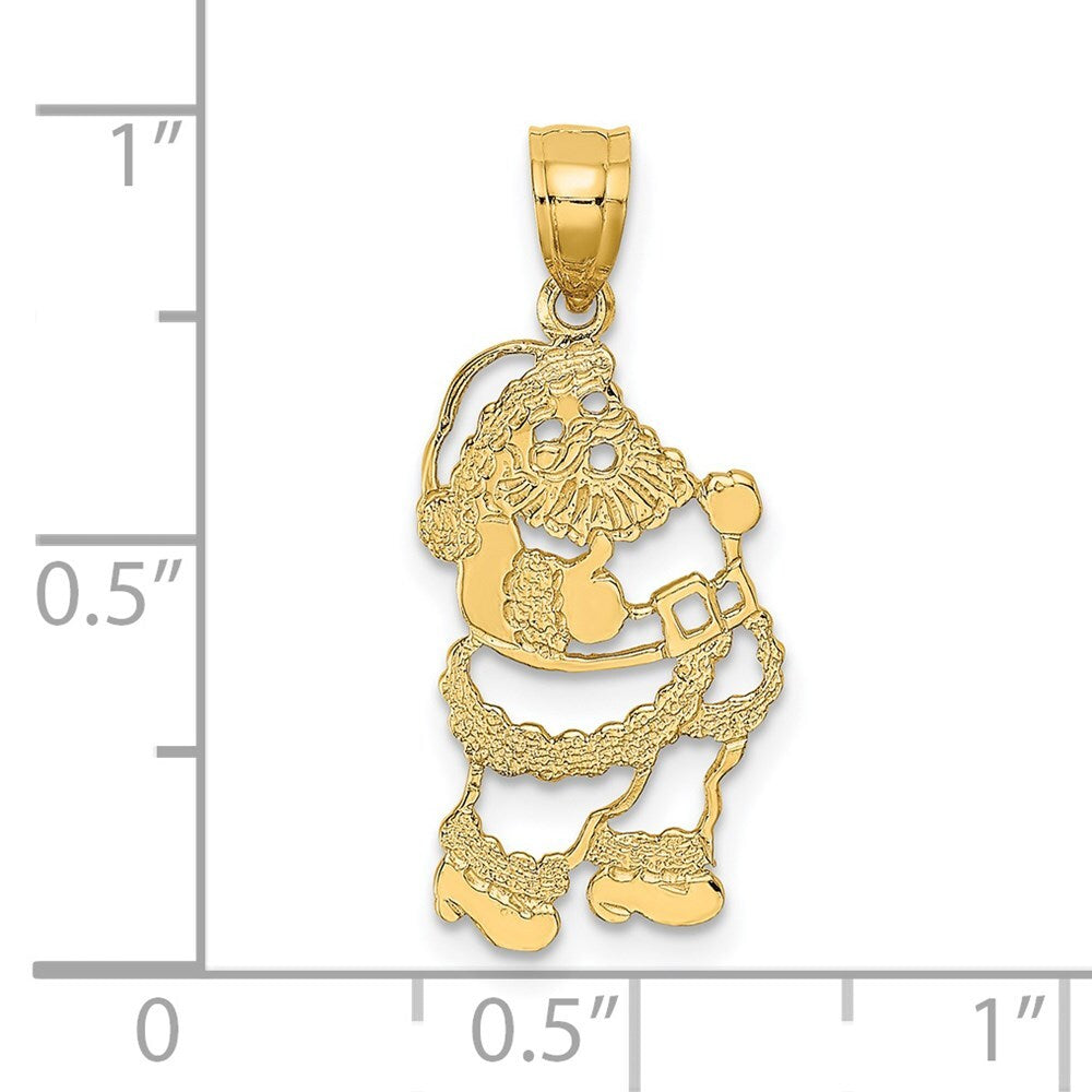 14k Yellow Gold Polished Santa Charm Pendant for Women