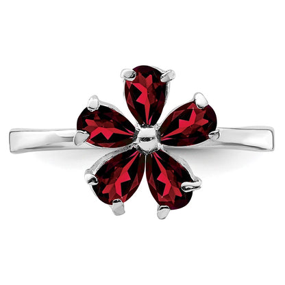 Sterling Silver Rhodium-plated Garnet Ring Size 6