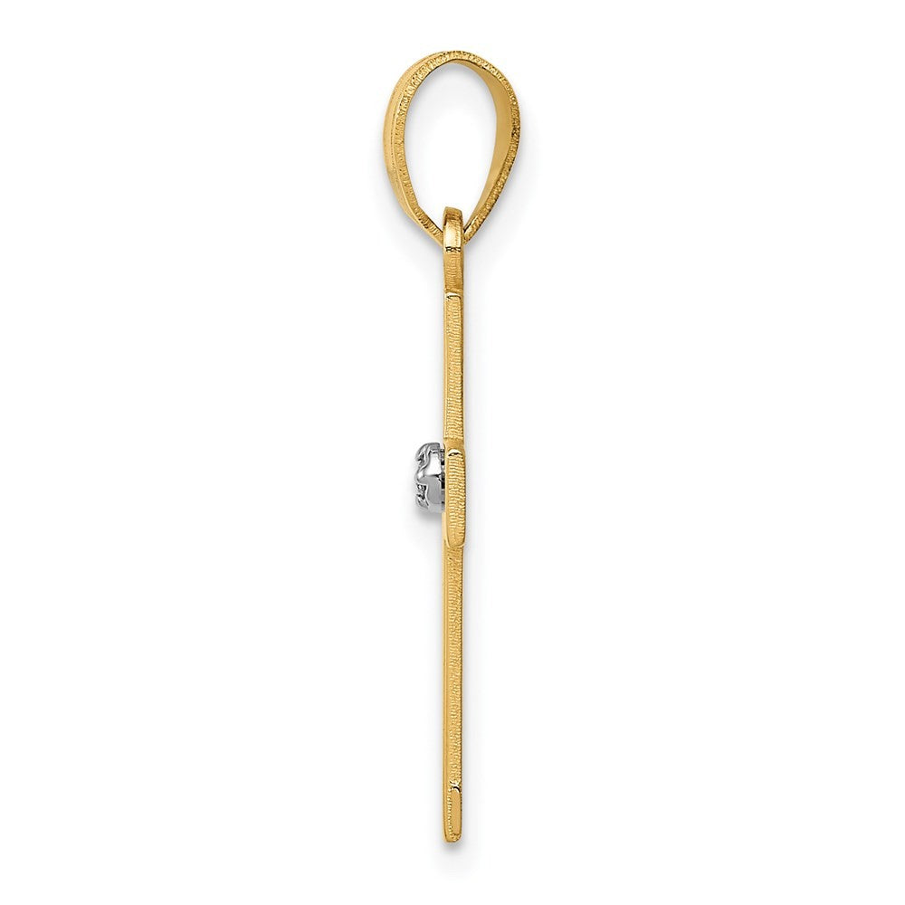 14k Yellow Gold Polished .01ct. Diamond Cross Pendant