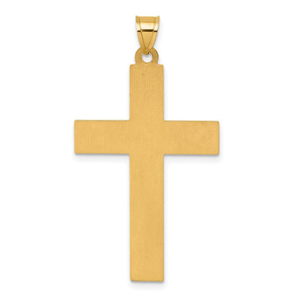 14k Yellow Gold with White Rhodium Polished INRI Crucifix Cross Pendant